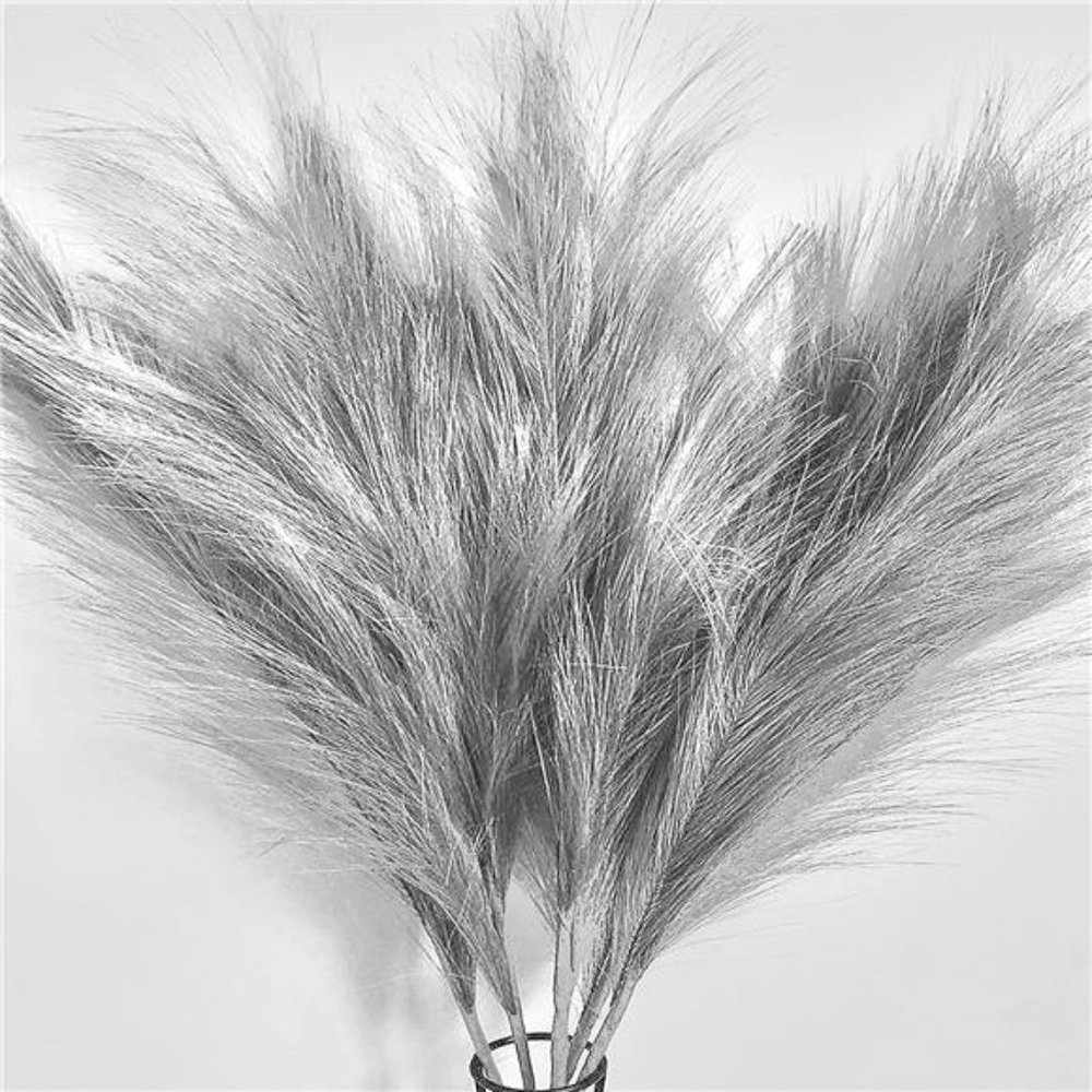Faux Pampas Grass,7 PCS 24 inch Gray Pampas Grass Decor,7 Branches |Fluffy Stem